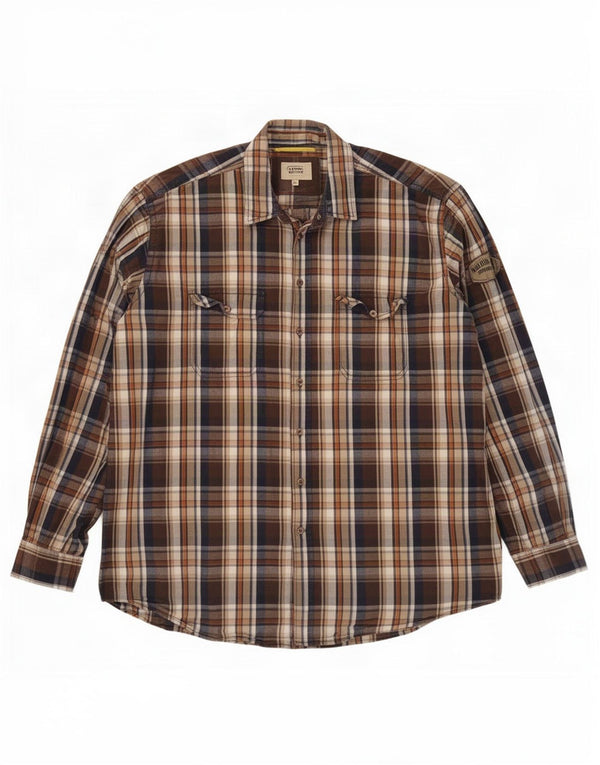 Camel Active Mens Shirt 2XL Brown Check Cotton