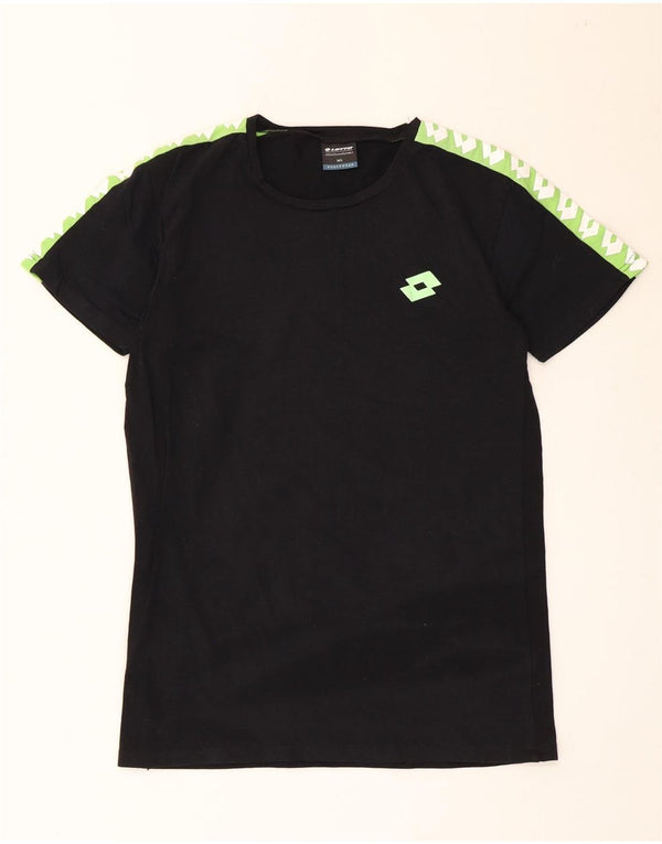 Lotto Mens Graphic T-Shirt Top Medium Black Colourblock Cotton