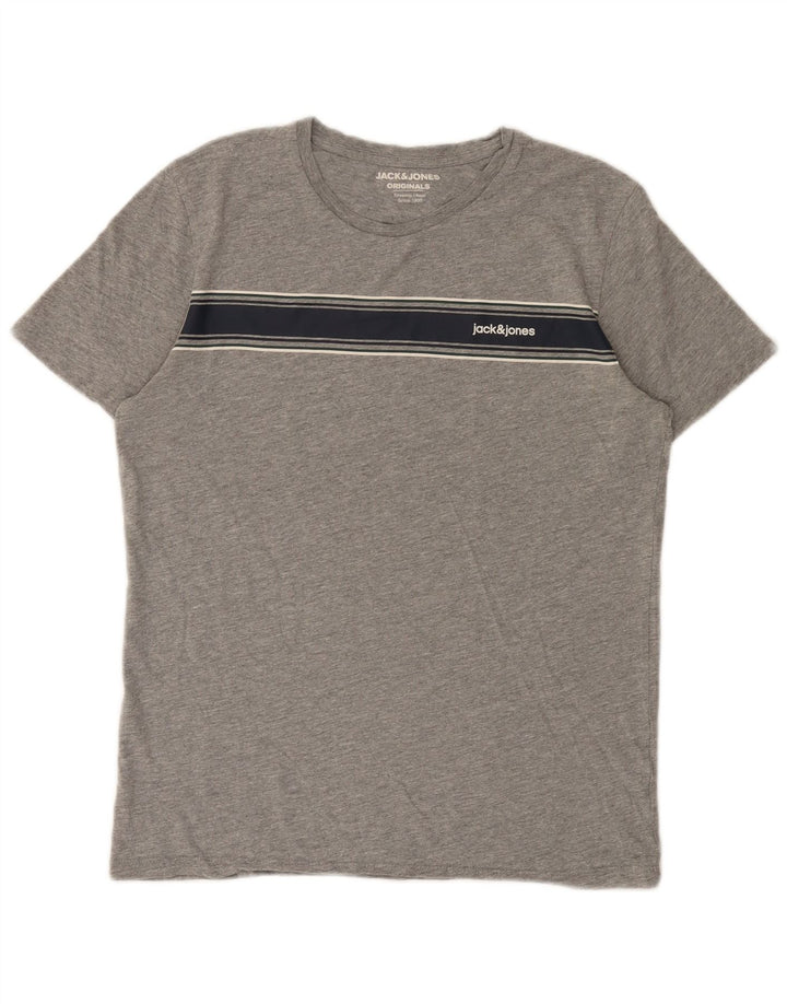 Jack & Jones Mens T-Shirt Top Small Grey Colourblock