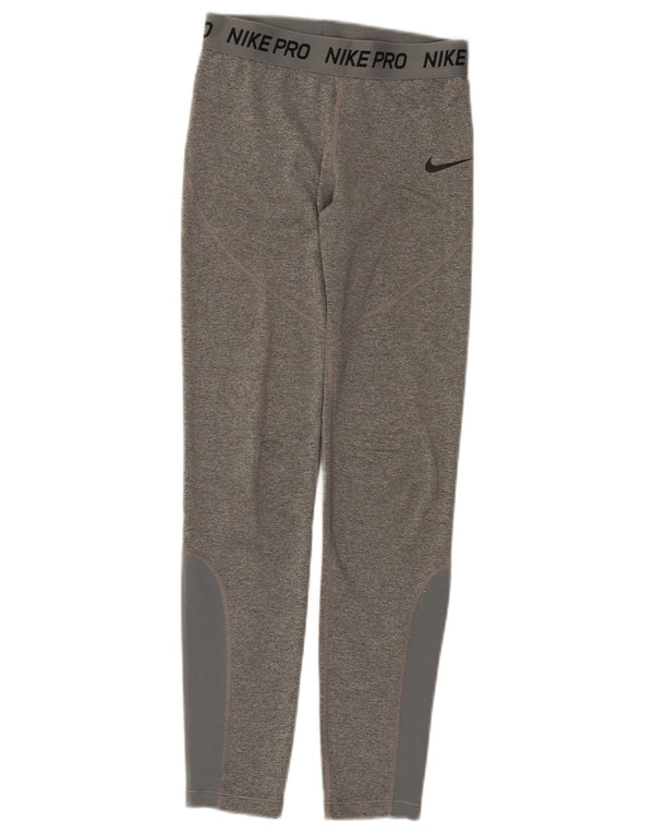 Nike Girls Graphic Leggings 12-13 Years Large Grey Colourblock Polyester
