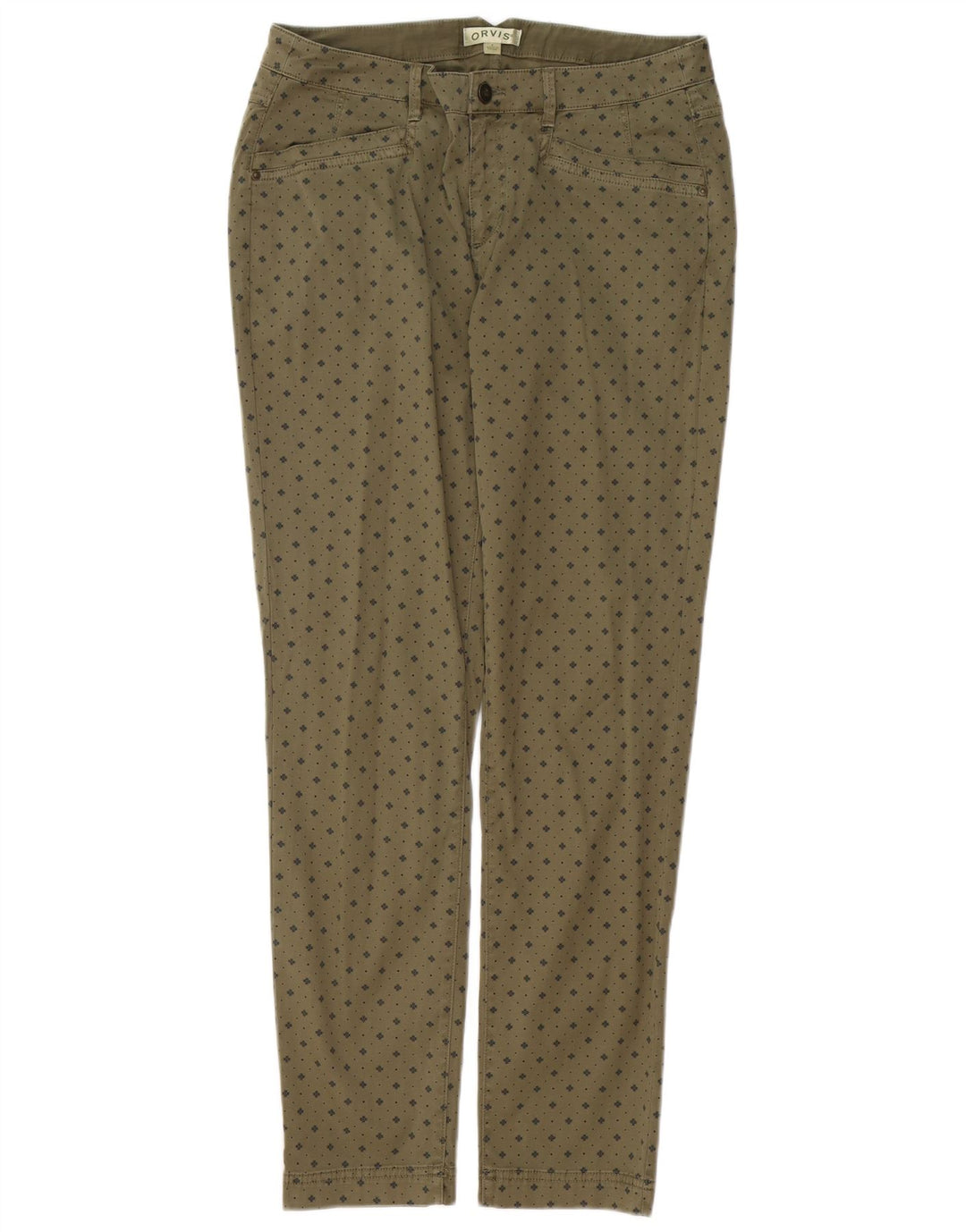 ORVIS Womens Slim Casual Trousers US 8 Medium W30 L29 Khaki Spotted Cotton