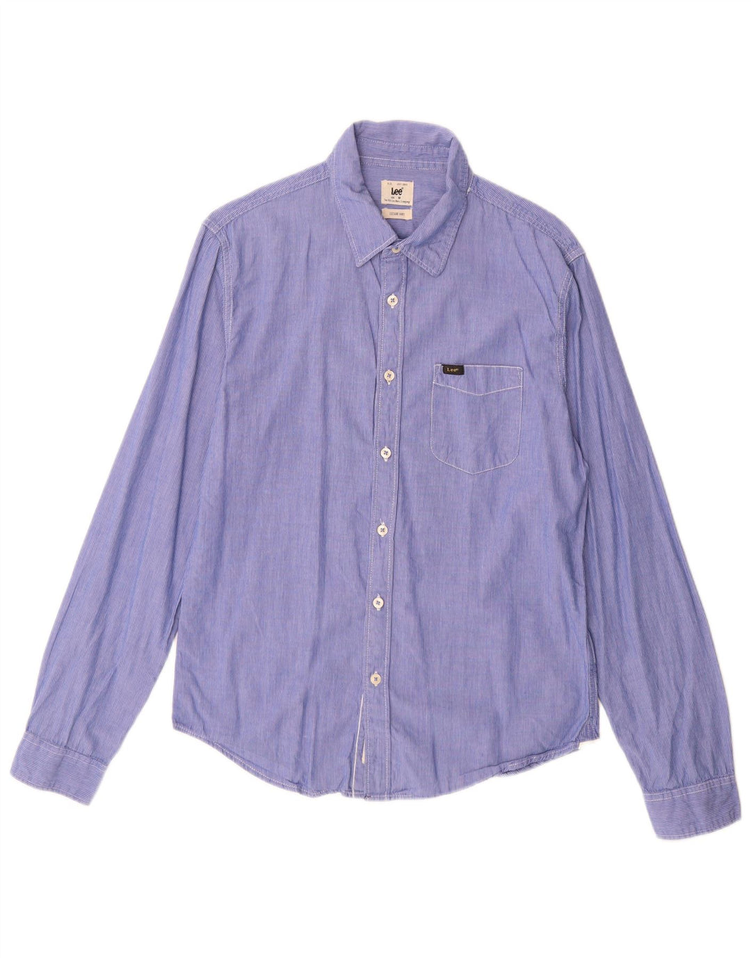 Lee Mens Shirt Medium Blue Pinstripe Cotton
