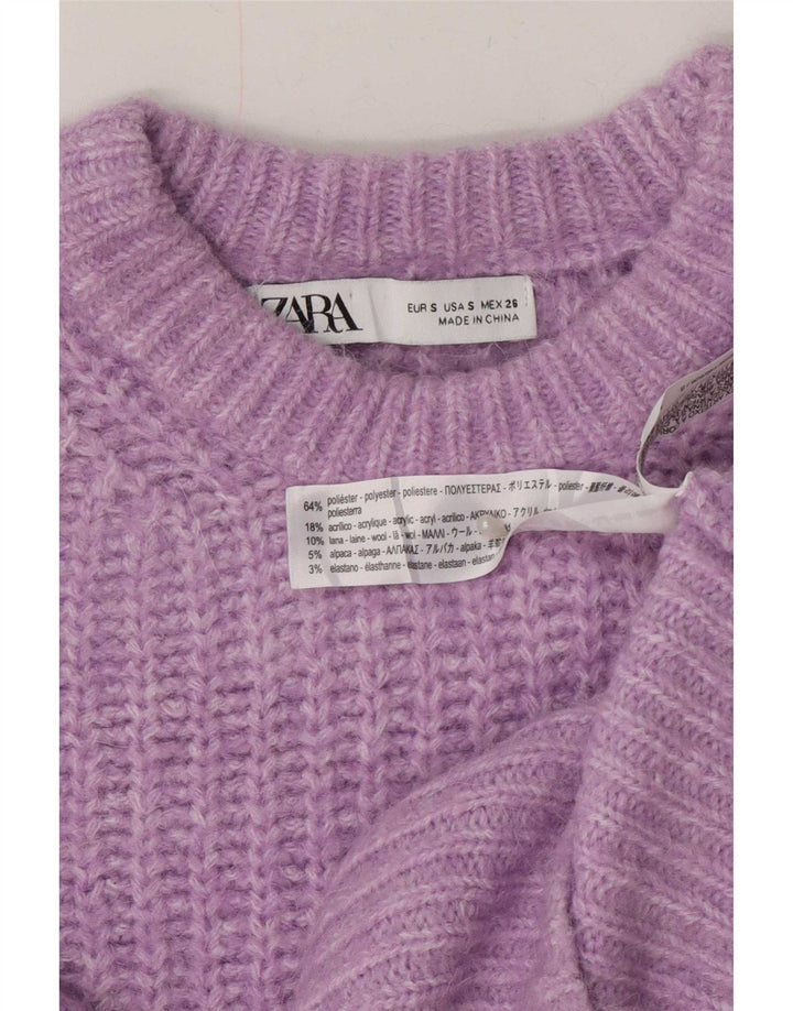 Zara Womens Boat Neck Jumper Sweater UK 10 Small Purple Polyester