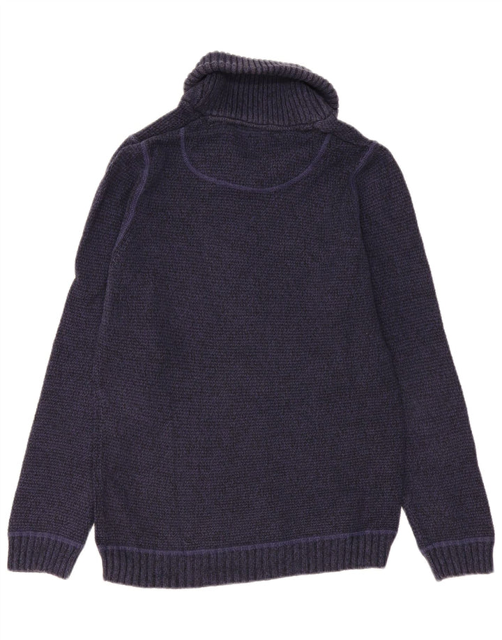 Jack & Jones Mens Shawl Neck Jumper Sweater Large Navy Blue Cotton