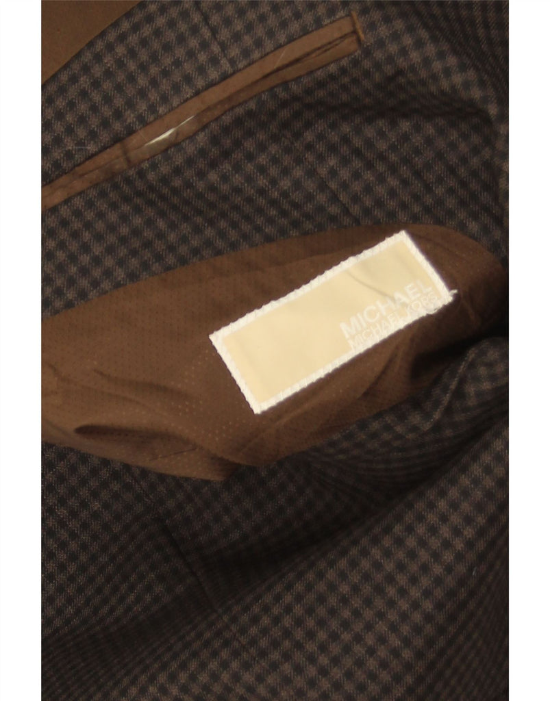 MICHAEL KORS Mens 2 Button Blazer Jacket UK 38 Medium Brown Gingham Vintage Michael Kors and Second-Hand Michael Kors from Messina Hembry 
