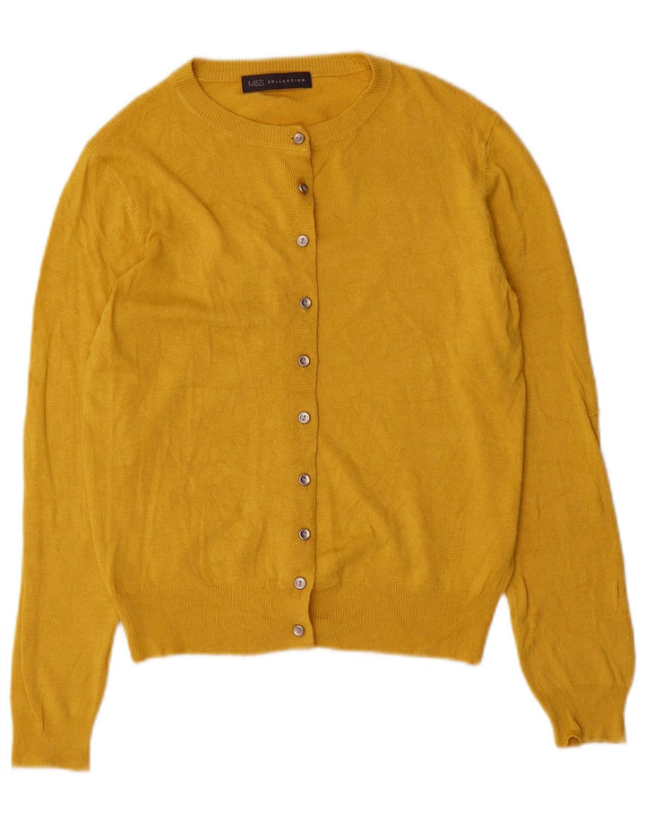 Marks & Spencer Womens Cardigan Sweater UK 8 Small Yellow Viscose
