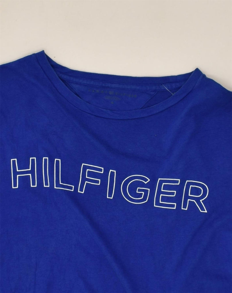 TOMMY HILFIGER Mens Graphic T-Shirt Top Medium Blue Cotton | Vintage Tommy Hilfiger | Thrift | Second-Hand Tommy Hilfiger | Used Clothing | Messina Hembry 