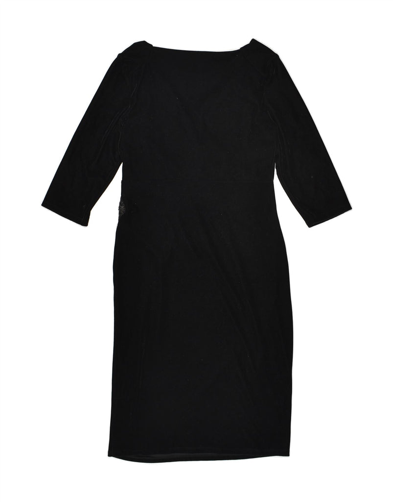 MONSOON Womens Velvet 3/4 Sleeve Sheath Dress UK 12 Medium  Black | Vintage Monsoon | Thrift | Second-Hand Monsoon | Used Clothing | Messina Hembry 