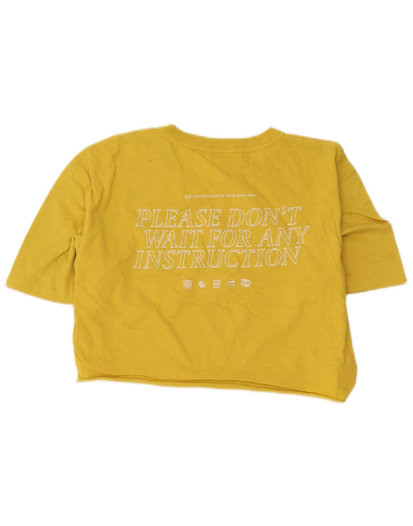 Zara Womens Crop Graphic T-Shirt Top UK 18 XL Yellow