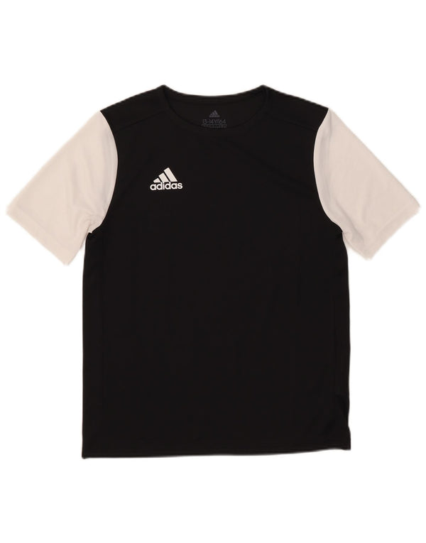 Adidas Boys Aeroready T-Shirt Top 13-14 Years Black Colourblock Polyester