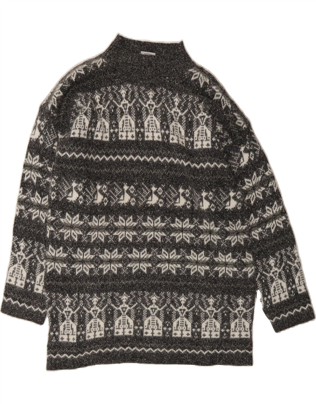 AVITANO Womens Turtle Neck Jumper Sweater UK 16 Large Grey Geometric Wool Vintage Avitano and Second-Hand Avitano from Messina Hembry 