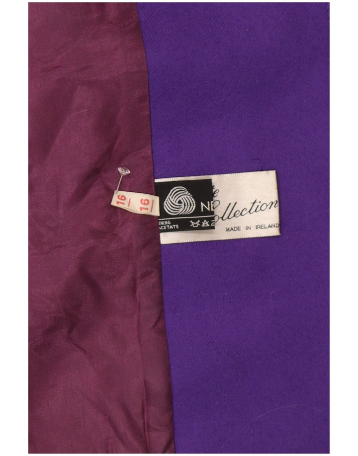 Vintage Womens Oversized Double Breasted Coat UK 16 Large Purple Wool