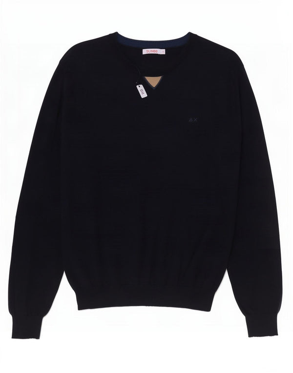 Sun68 Mens Crew Neck Jumper Sweater Medium Navy Blue Cotton