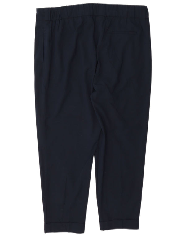 Marks & Spencer Womens Cropped Trousers UK 16 Large W34 L25 Navy Blue