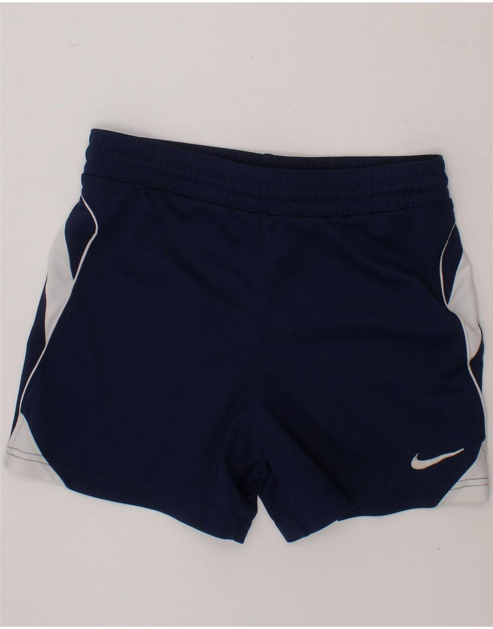 NIKE Boys Sport Shorts 8-9 Years Small  Navy Blue Colourblock Polyester Vintage Nike and Second-Hand Nike from Messina Hembry 