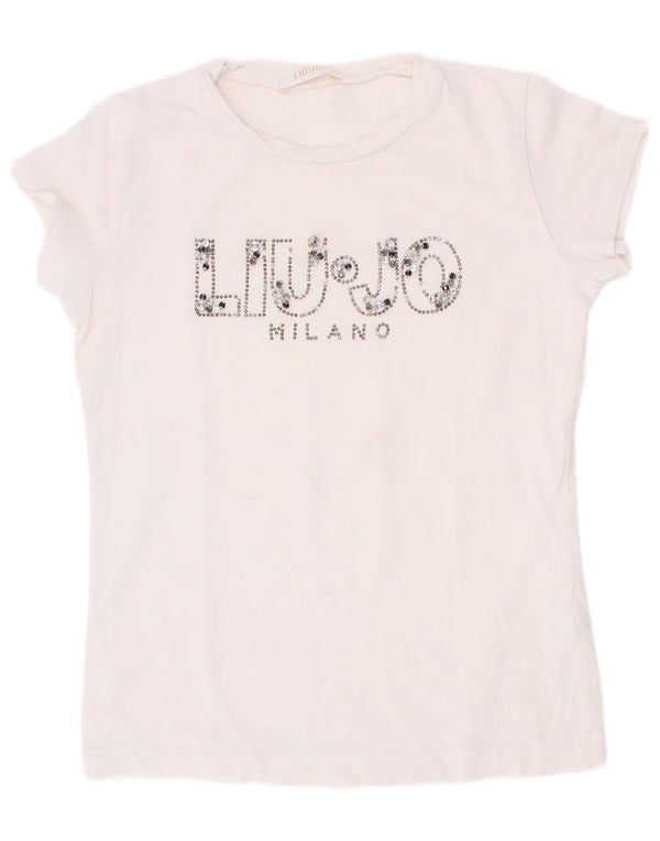 Liu Jo Girls Graphic T-Shirt Top 6-7 Years White Cotton