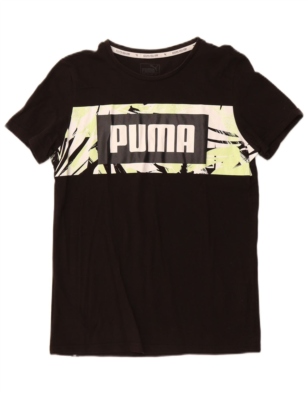 PUMA Boys Graphic T-Shirt Top 13-14 Years Black Cotton
