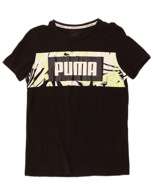 PUMA Boys Graphic T-Shirt Top 13-14 Years Black Cotton
