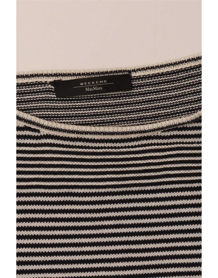Max Mara Womens Weekend Top Long Sleeve UK 16 Large Black Pinstripe