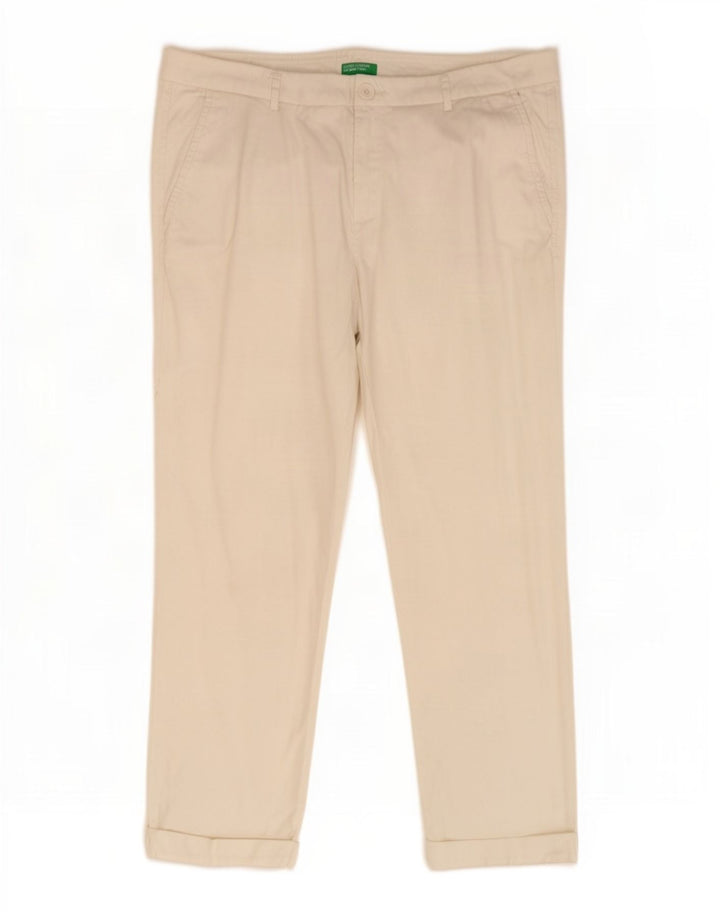 Benetton Womens Straight Cropped Trousers W32 L25 White