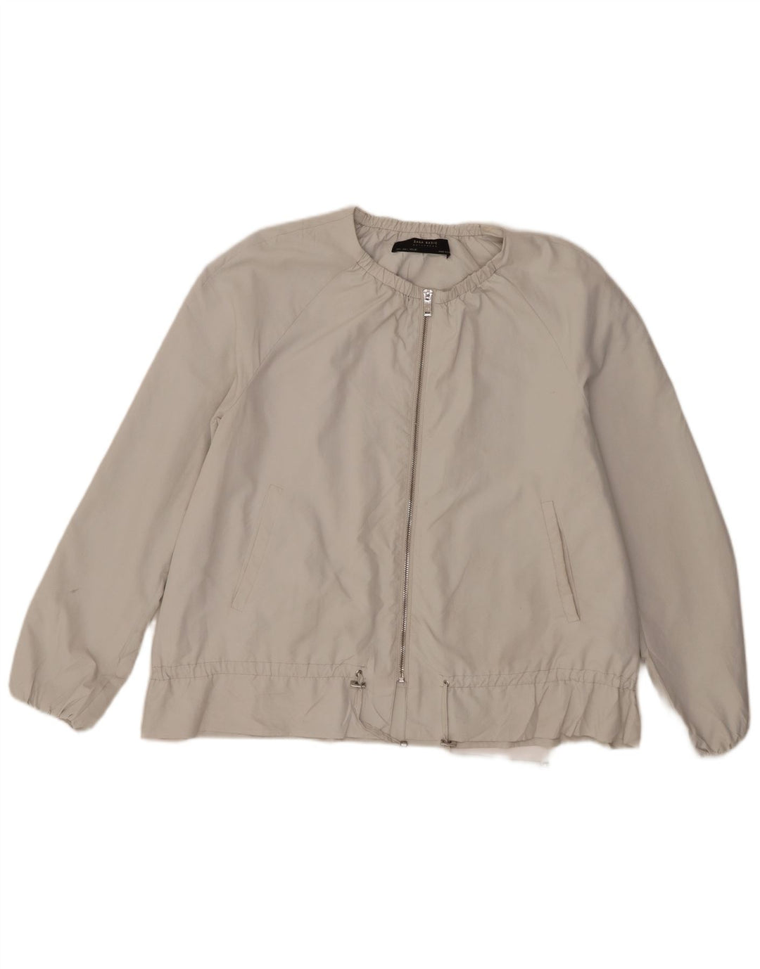 Zara Womens Bomber Jacket UK 16 Large Grey Polyester