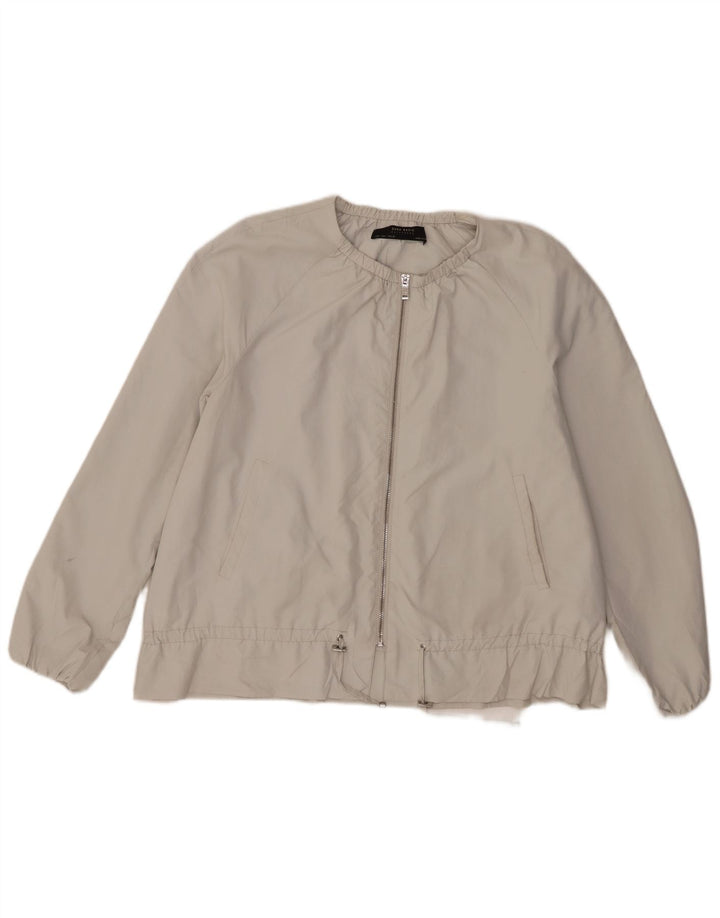 Zara Womens Bomber Jacket UK 16 Large Grey Polyester