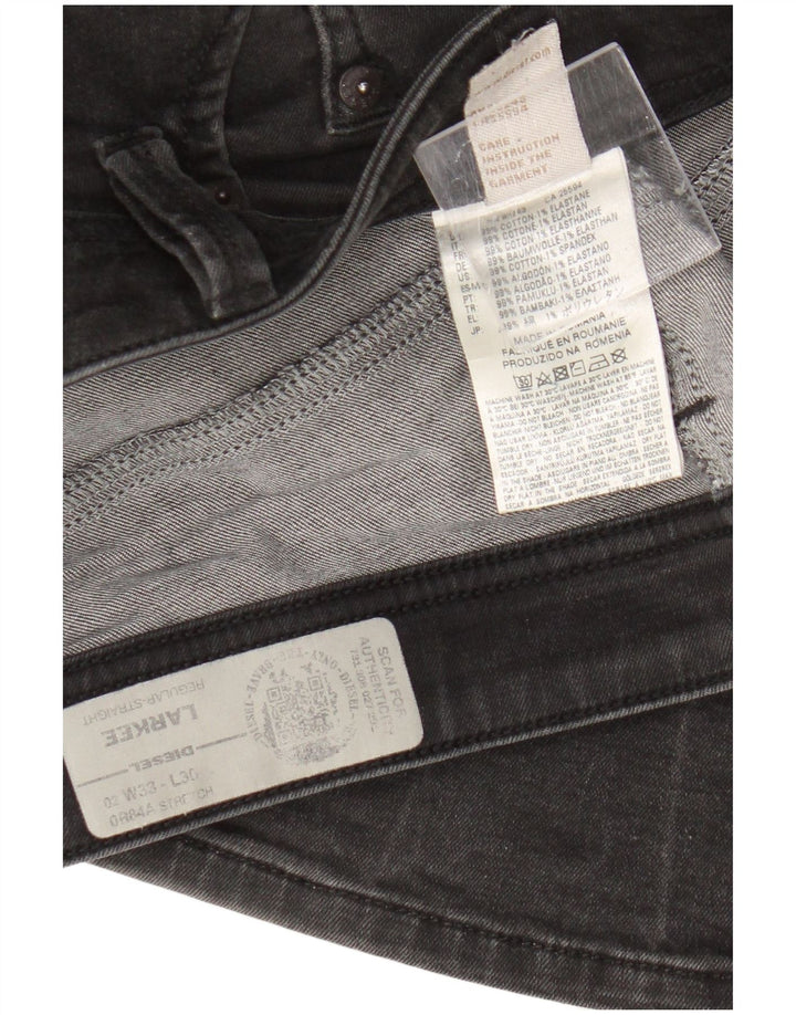 Diesel Mens Larkee Regular Straight Jeans W33 L30 Black Cotton