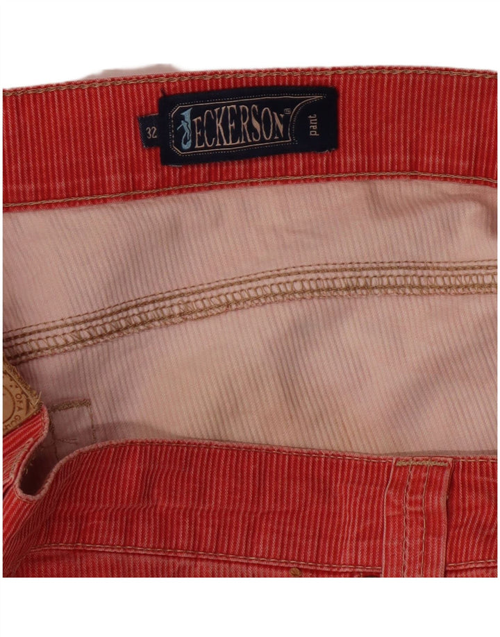 JECKERSON Mens Straight Corduroy Trousers W32 L33 Red