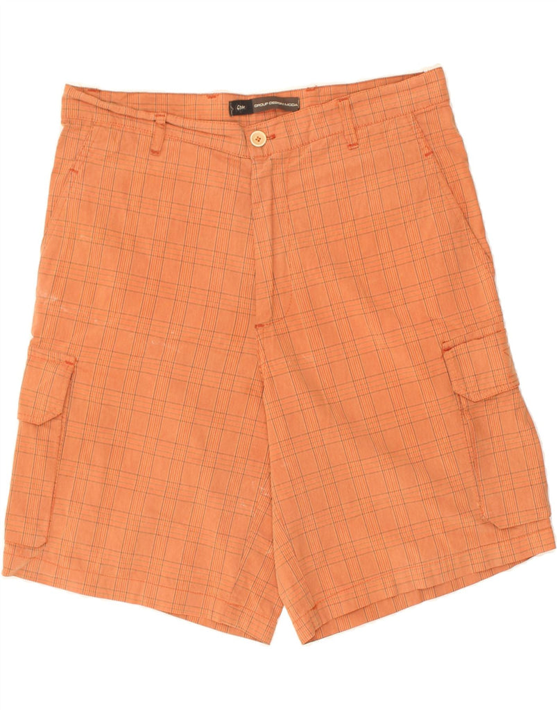 VINTAGE Mens Cargo Shorts IT 48 Medium W36 Orange Check Nylon | Vintage Vintage | Thrift | Second-Hand Vintage | Used Clothing | Messina Hembry 