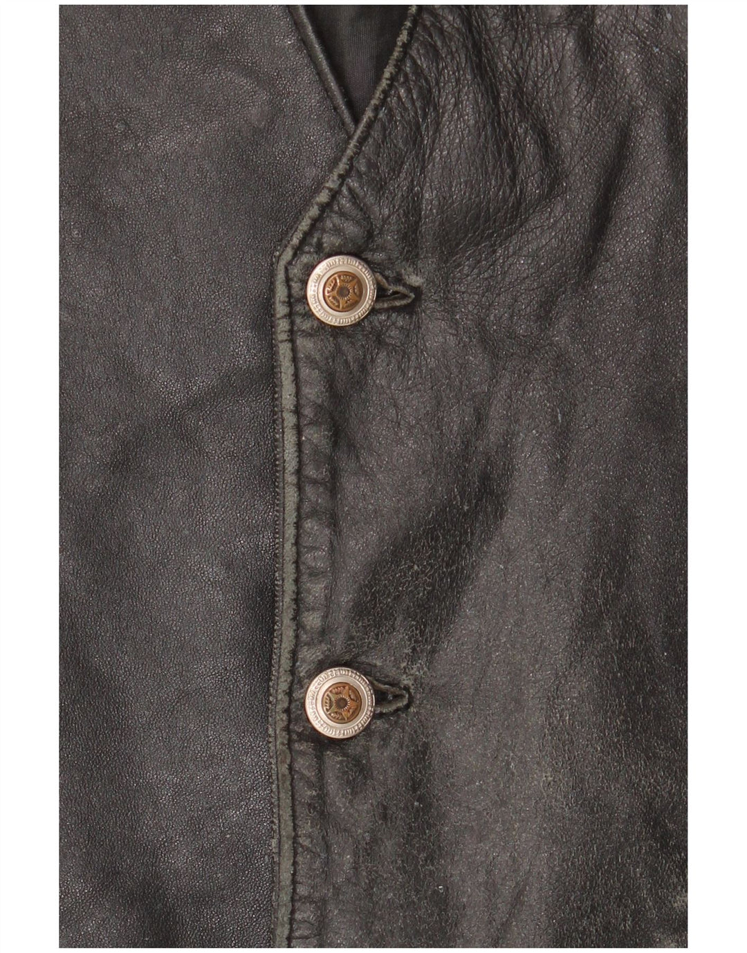 VINTAGE Mens Leather Waistcoat IT 52 Large Black Leather