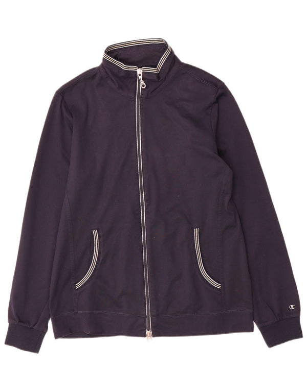 Champion Womens Easy Fit Tracksuit Top Jacket UK 14 Medium Navy Blue