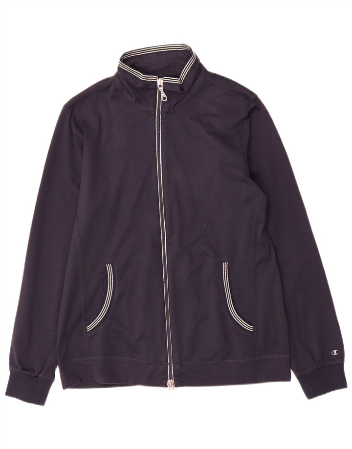 Champion Womens Easy Fit Tracksuit Top Jacket UK 14 Medium Navy Blue