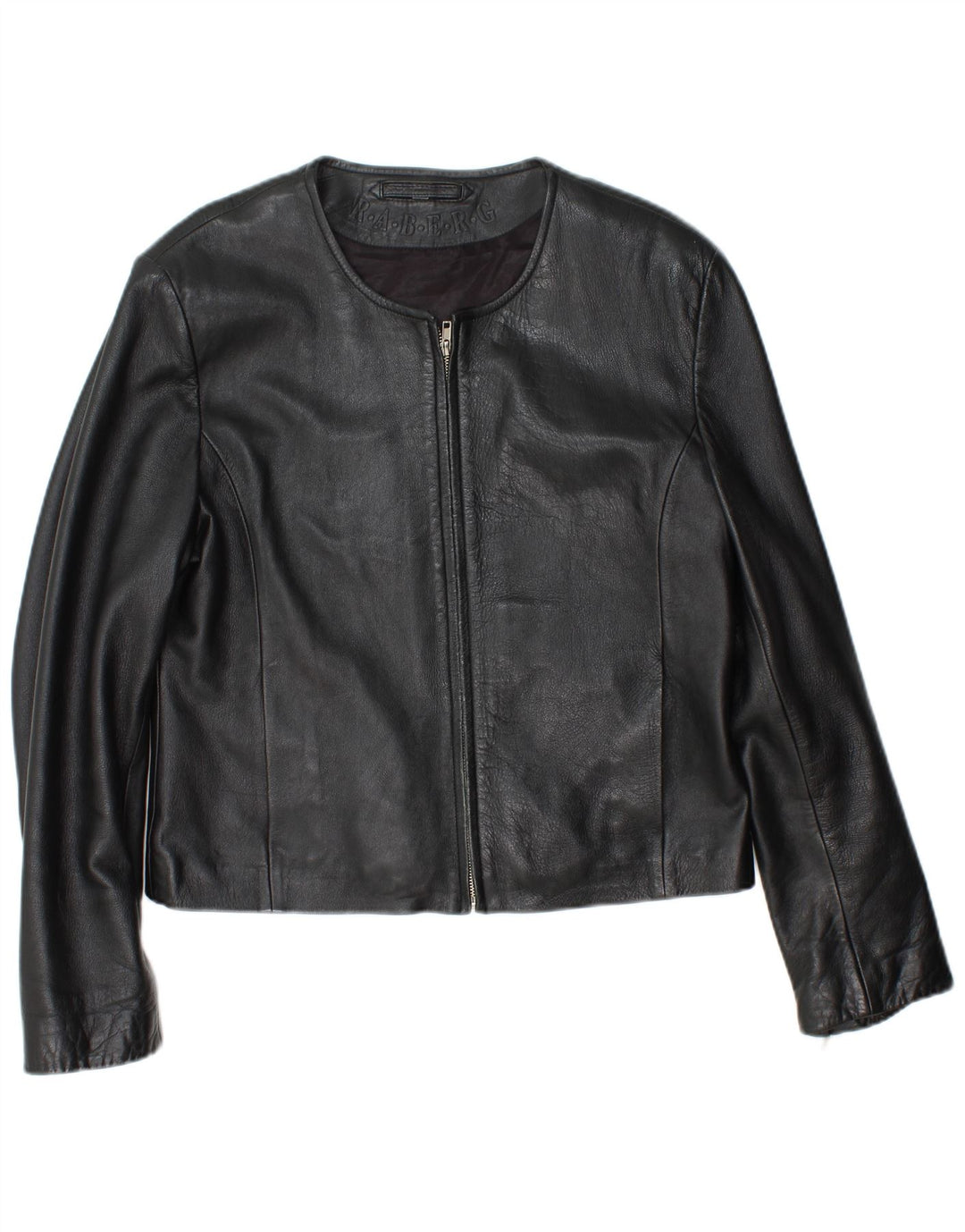 RABERG Womens Crop Leather Jacket EU 42 Large Black Leather