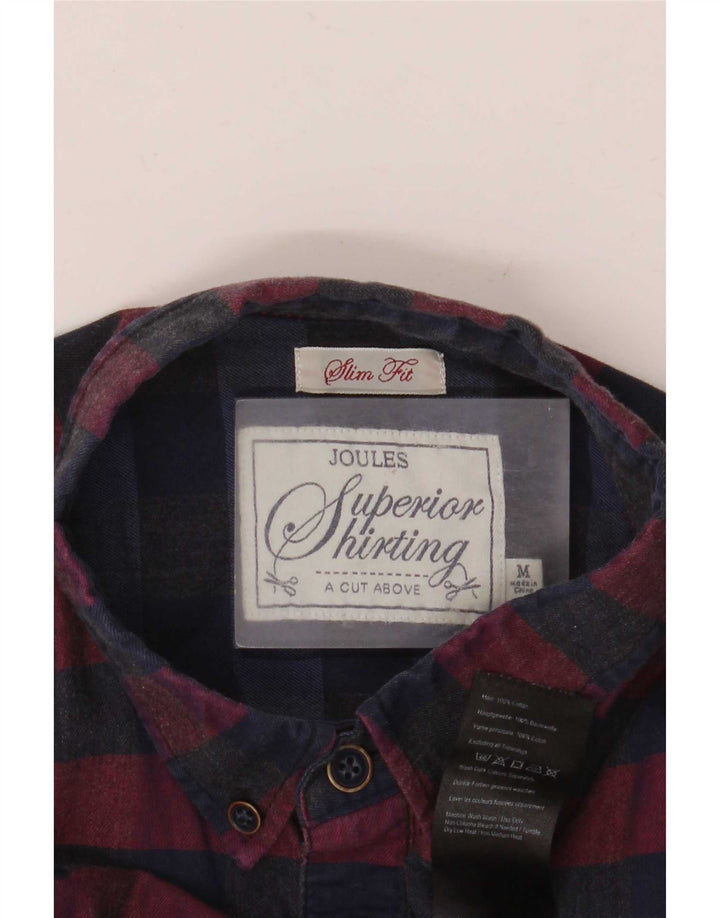 Joules Mens Slim Fit Flannel Shirt Medium Burgundy Gingham Cotton