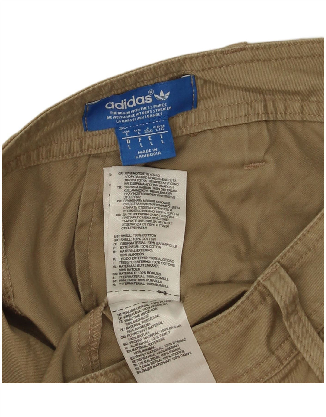 Adidas Mens Chino Shorts Large W38 Khaki Cotton