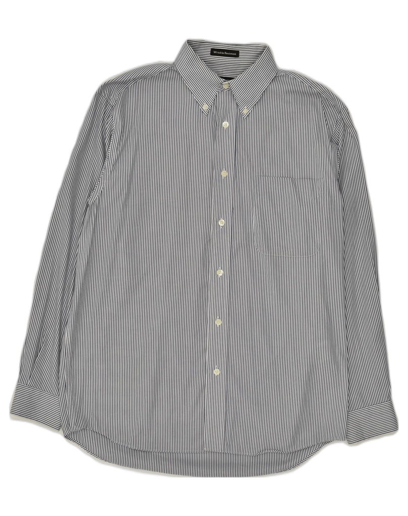 EDDIE BAUER Mens Wrinkle Resistant Shirt Small Grey Pinstripe Cotton | Vintage Eddie Bauer | Thrift | Second-Hand Eddie Bauer | Used Clothing | Messina Hembry 