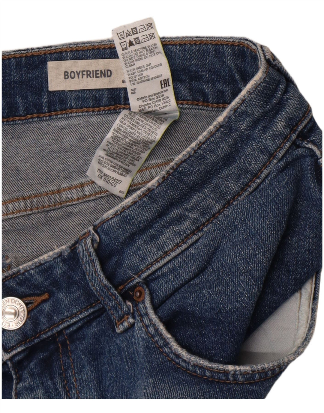 Marks & Spencer Womens Boyfriend Denim Shorts UK 12 Medium W32 Blue