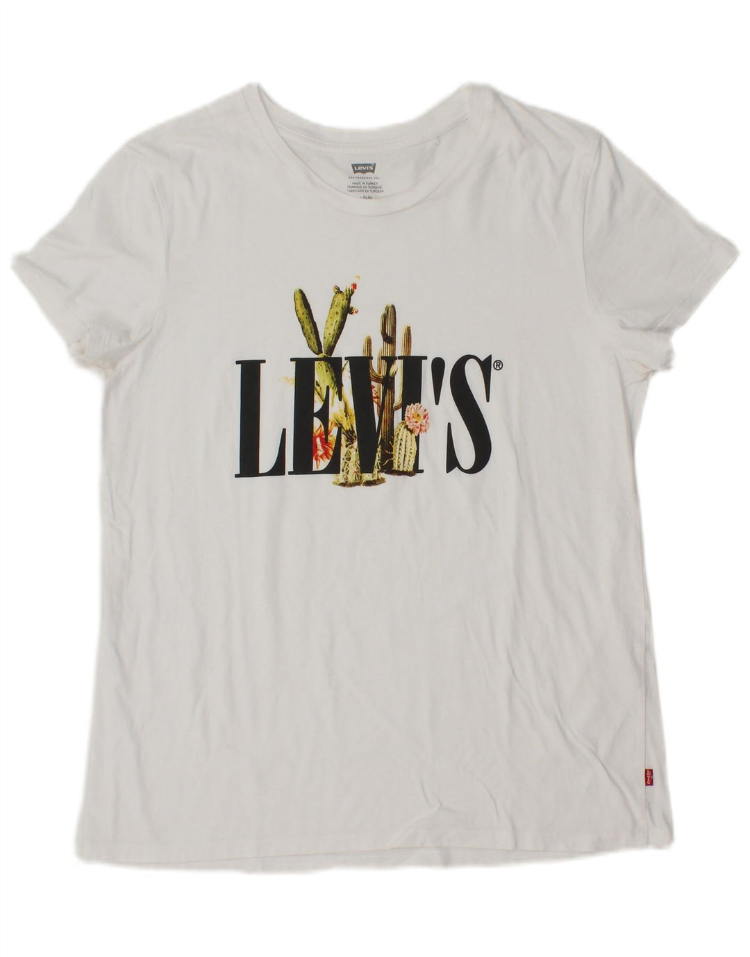 LEVI'S Womens Graphic T-Shirt Top UK 14 Large White
