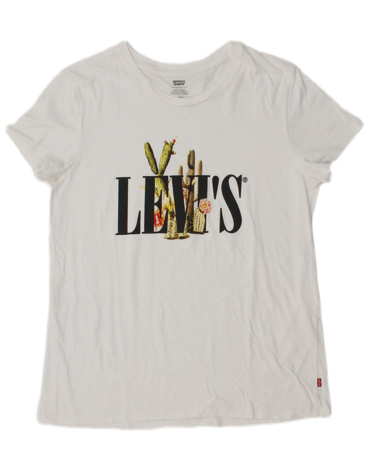 LEVI'S Womens Graphic T-Shirt Top UK 14 Large White