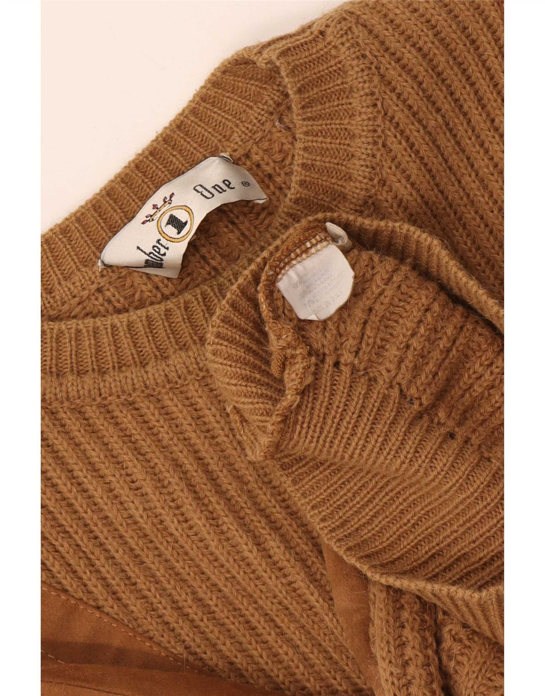 Number 1 Mens Crew Neck Jumper Sweater XL Brown Wool