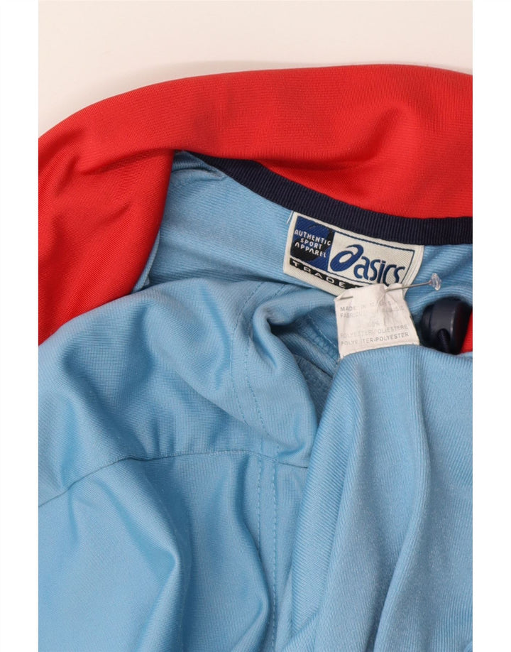 Asics Boys Tracksuit Top Jacket 11-12 Years Blue Colourblock Polyester