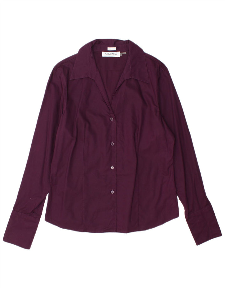 Calvin Klein Womens Shirt US 10 Large Purple Cotton