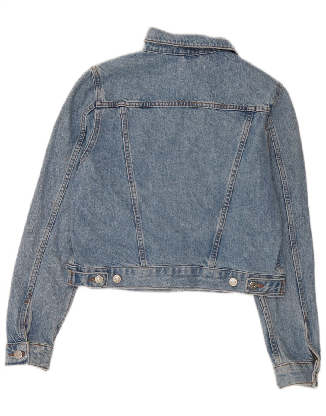 Topshop Womens Crop Denim Jacket UK 8 Small  Blue Cotton