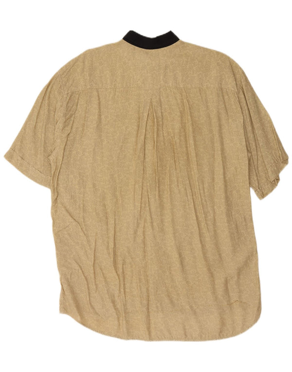 Mac Fashion Mens Short Sleeve Loose Fit Shirt Small Beige Floral Viscose