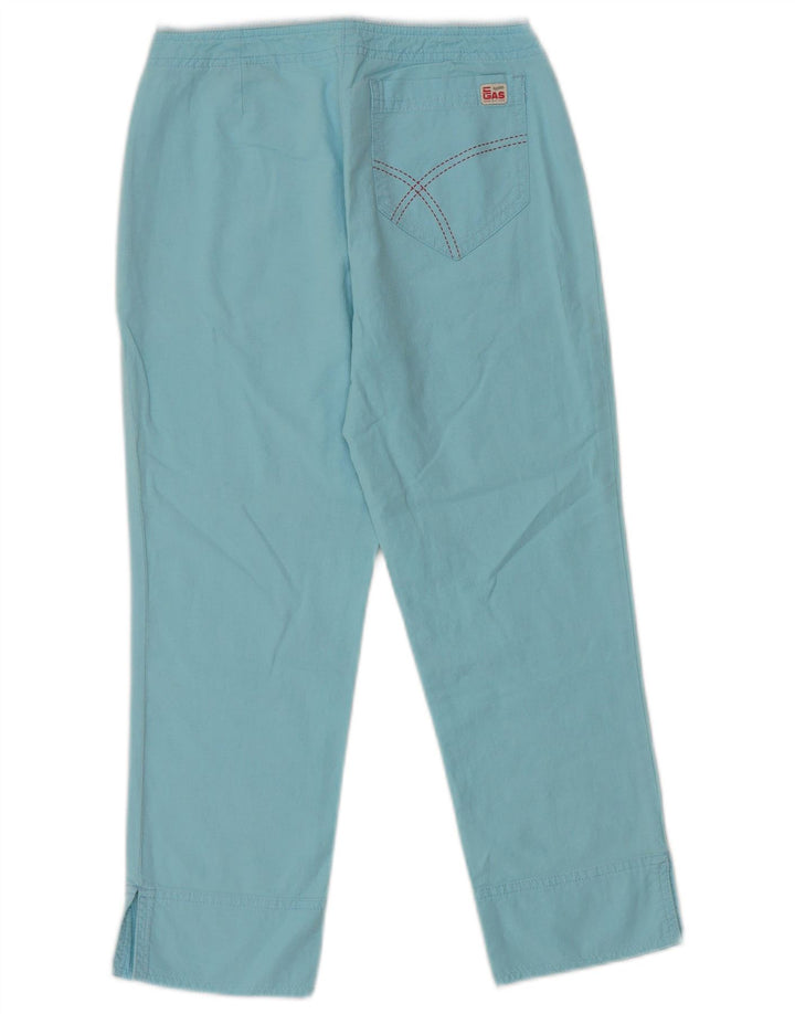 Gas Womens Straight Capri Trousers W26 L21 Turquoise Cotton