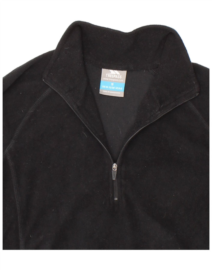 TRESPASS Womens Zip Neck Fleece Jumper UK 10 Small  Black Polyester Vintage Trespass and Second-Hand Trespass from Messina Hembry 
