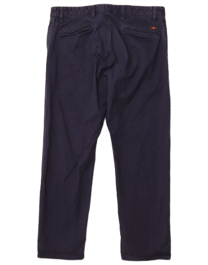 Dockers Mens Straight Chino Trousers W36 L30 Navy Blue Cotton