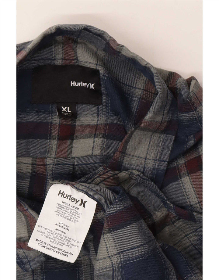 Hurley Mens Shirt XL Blue Check Polyester