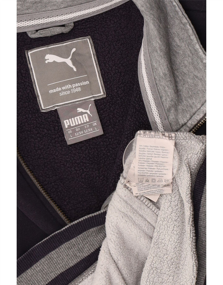 Puma Mens Tracksuit Top Jacket Large Grey Colourblock Cotton