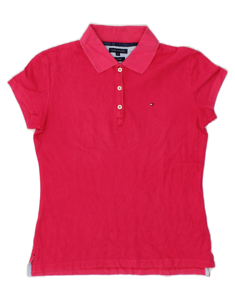 TOMMY HILFIGER Womens Slim Fit Polo Shirt UK 14 Medium Red Cotton Vintage Tommy Hilfiger and Second-Hand Tommy Hilfiger from Messina Hembry 